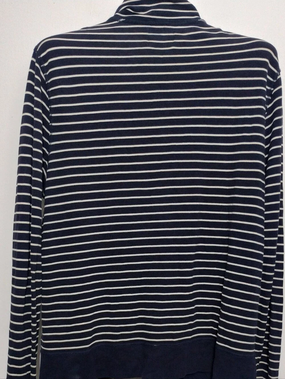 J.Crew Mens L Cotton Navy & White Striped Full-zip Jacket Nautical Preppy Pocket